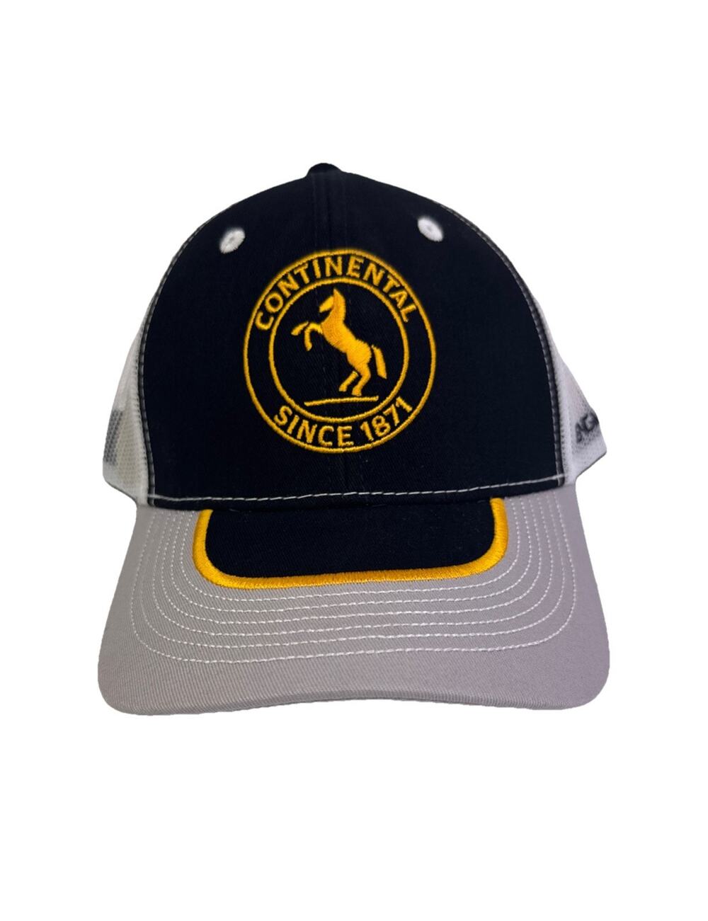 Continental Tires Trucker Hat Black Yellow Horse Logo Mesh Cap